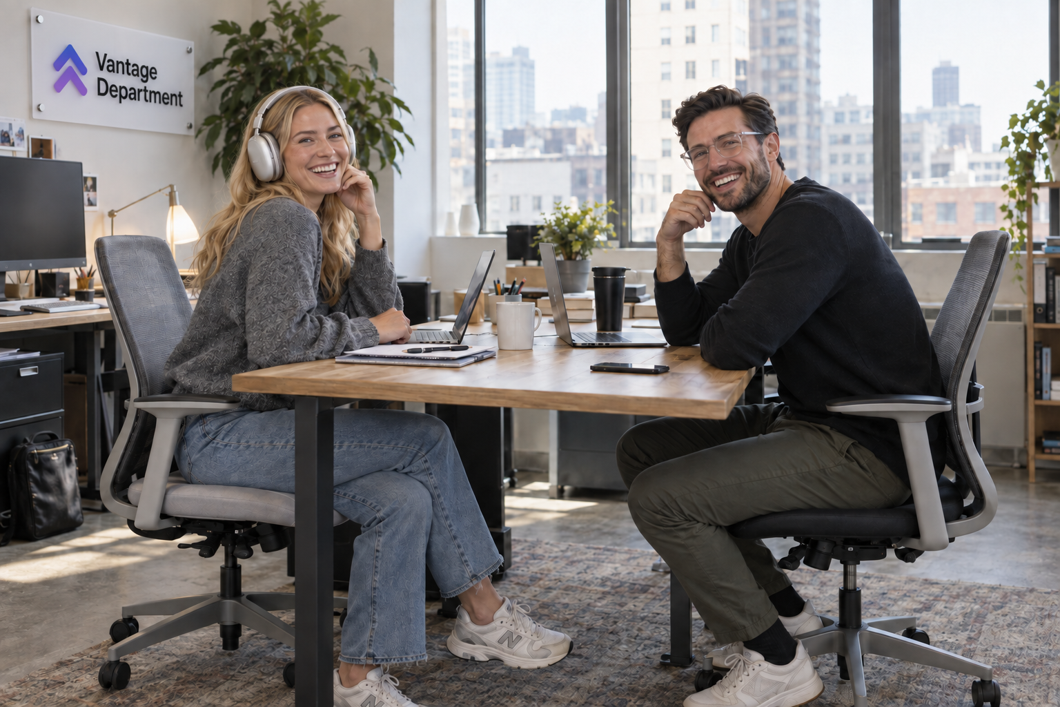 Vantage founders Julia and Edward at their office